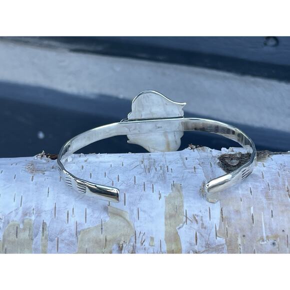 Sterling Silver Cuff Bracelet Pink Lab Opal Southwestern Star Native Style 7 3/8 - Picture 4 of 12